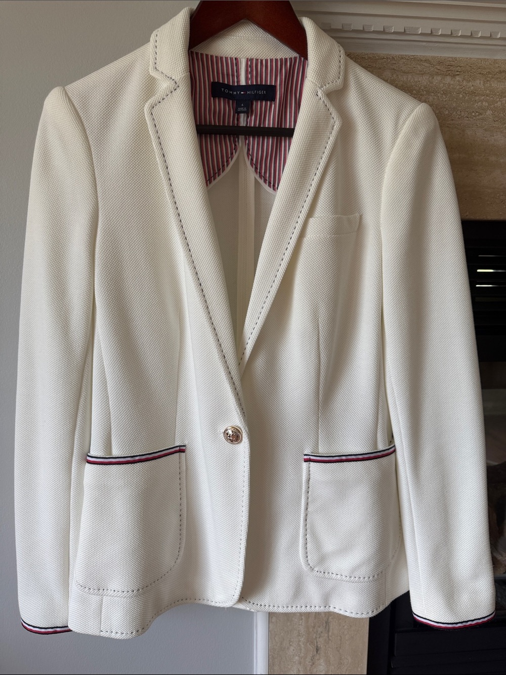 Tommy Hilfiger Cream Sports Blazer with Red and Navy Trim